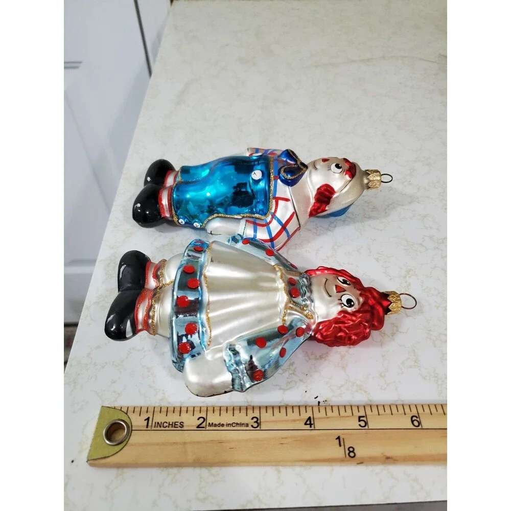 Vintage Kurt Adler Polonaise Raggedy Ann & Andy Glass Christmas Ornament Poland